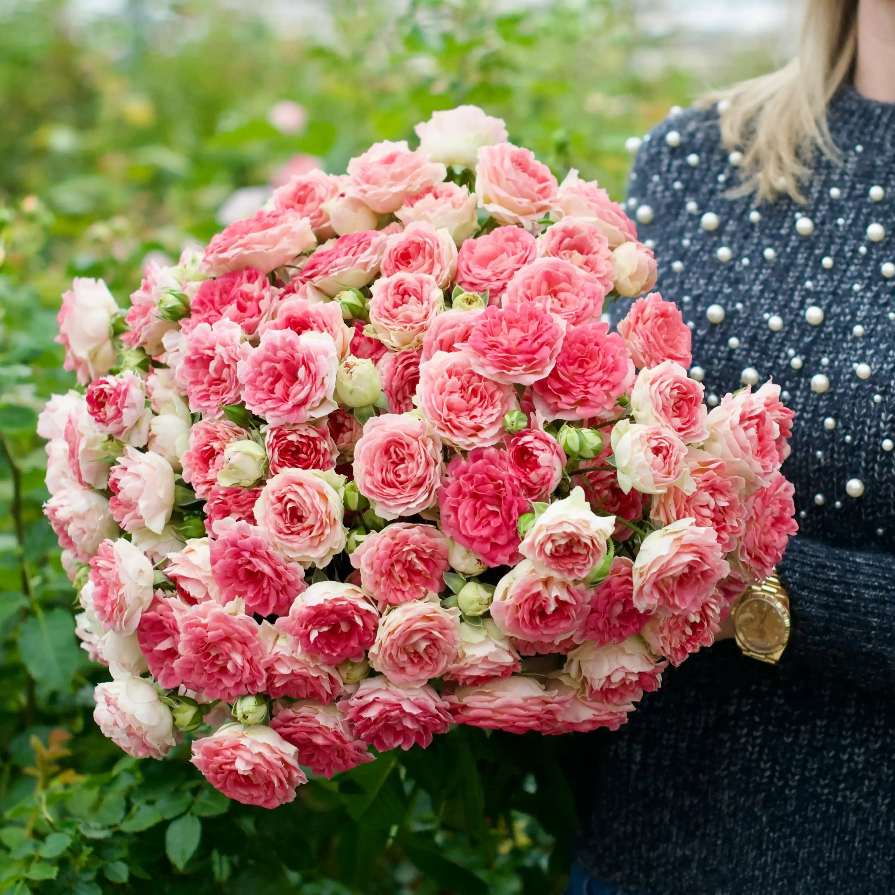 Bright April Perky Parasol™ Pale Green & Bright Pink Rose | April & Ashley
